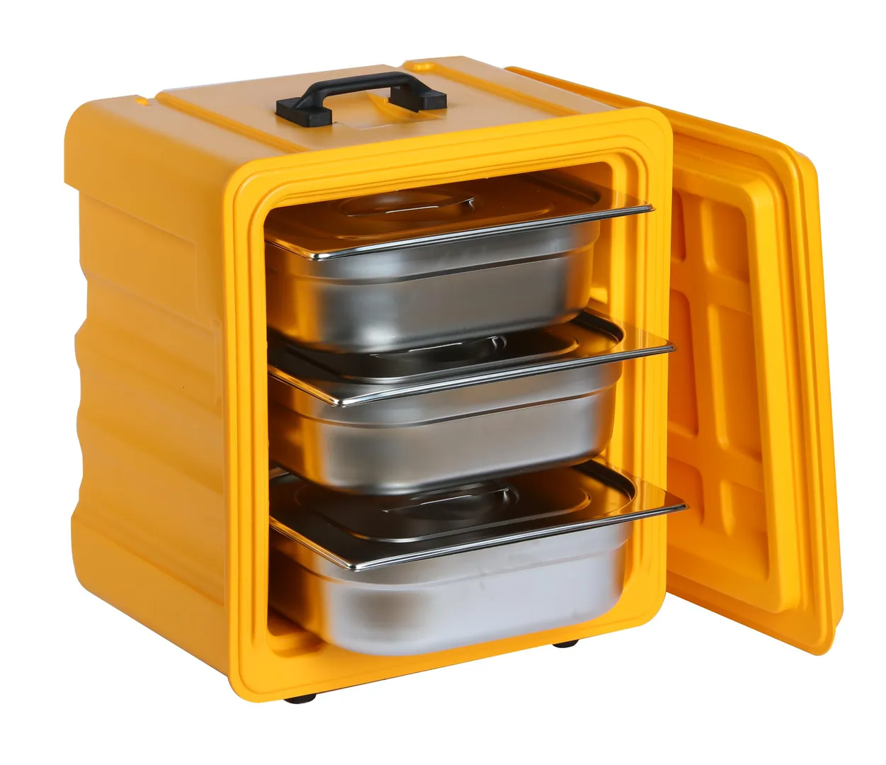 Gelber rechteckiger Kunststoffbehälter